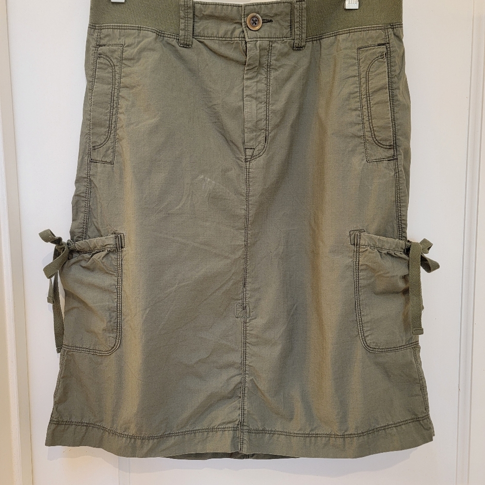 Olive Green Cargo Utility Skirt - Women
